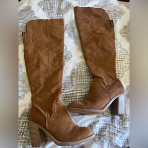 Knee high suede boots